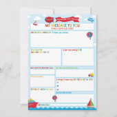 Transportation Activity Time Capsule Message Card Einladung (Vorderseite)