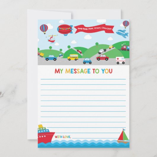 Transportation Activity Time Capsule Message Card Einladung (Vorderseite)