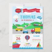 Transportation Birthday Einladung Boy (Vorderseite)
