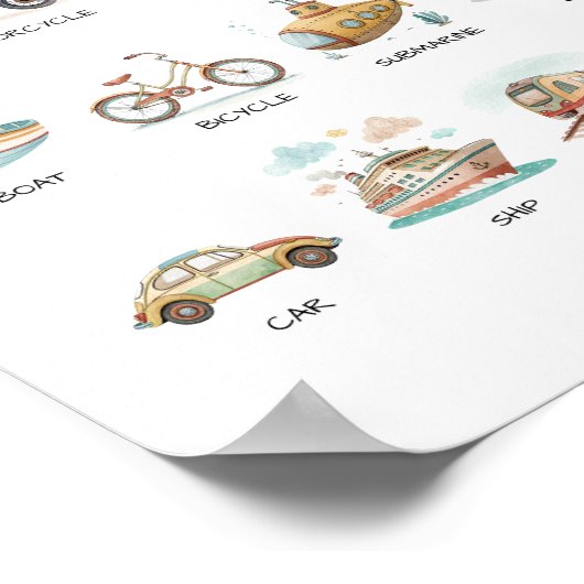 Transportation Poster – Learn Vehicle Names (Ecke)
