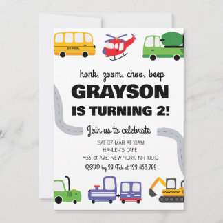 Transportations-Einladung zum 2. Geburtstag für Ju Einladung