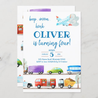 Transportboy zum Geburtstag Einladung