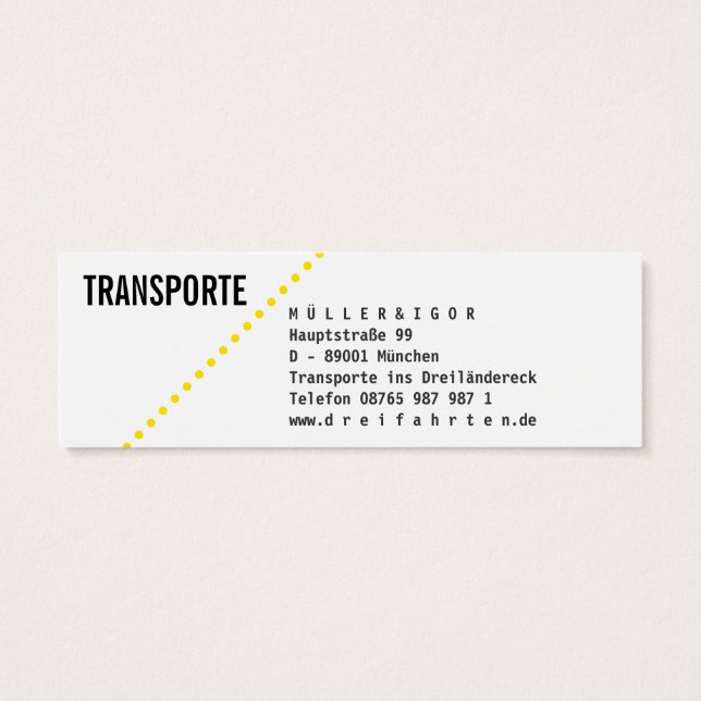 Transporte Mini Visitenkarten (Rückseite)