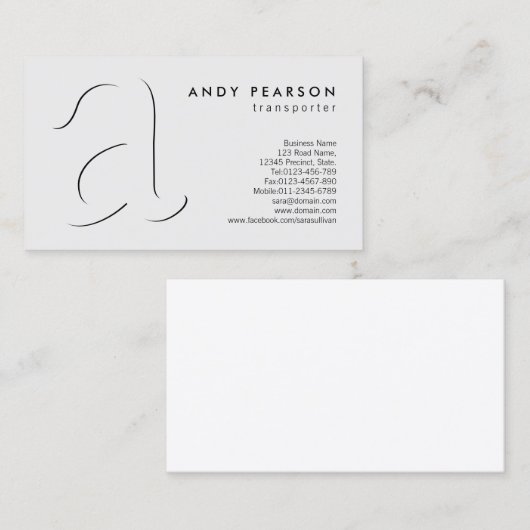 Transporter AutomotiveServices Shadow BoldMonogram Visitenkarte (Vorne/Hinten)