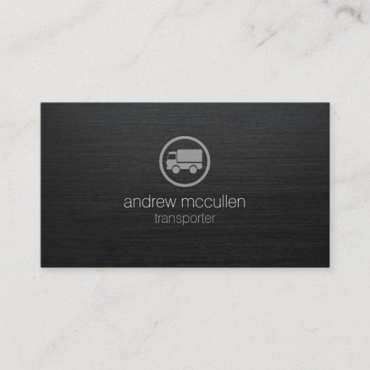 Transporter LKW-Symbol Dunkel Bürstenmetall Visitenkarte (Vorderseite)