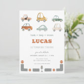 Transportfahrzeug Auto Geburtstag Einladung (Stehend Vorderseite)