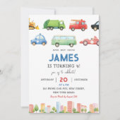 Transportfahrzeug Autos Geburtstag Einladung (Vorderseite)