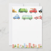 Transportfahrzeug Autos Geburtstag Einladung (Rückseite)