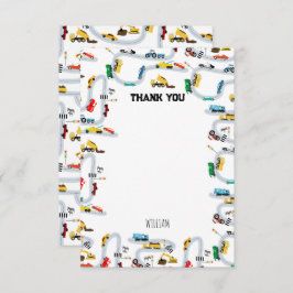 Transportfahrzeuge Autos und LKW Straßenkilder Dankeskarte