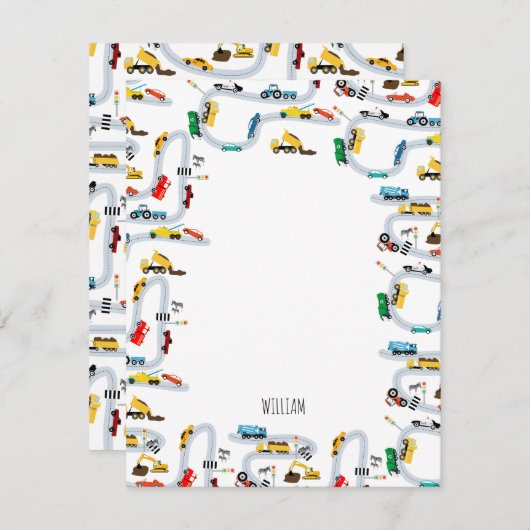 Transportfahrzeuge Autos und LKW Straßenkilder Mitteilungskarte (Vorne/Hinten)