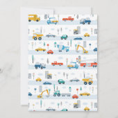 Transportfahrzeuge und Autos Junge Geburtstag Einladung (Rückseite)