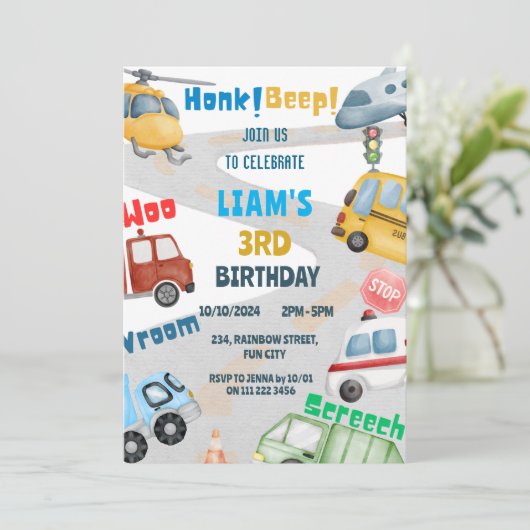 Transportflugzeug Hubschrauberbus Geburtstag Einladung (Stehend Vorderseite)