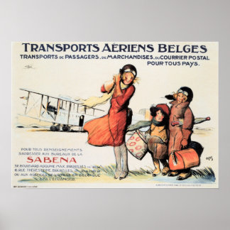 Transportiert Aeriens Belges SABENA Altes Reisepla Poster