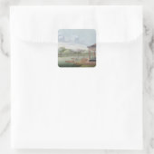 Transporting crates of tea (w/c on paper) quadratischer aufkleber (Tasche)