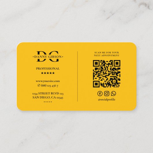 Transportkarren Taxifahrer Monogram G Hellgelb Visitenkarte (Rückseite)