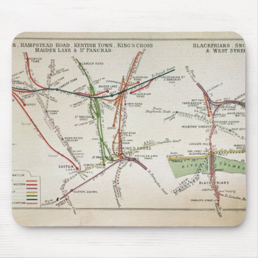 Transportkarte von London, c.1915 Mousepad (Vorne)
