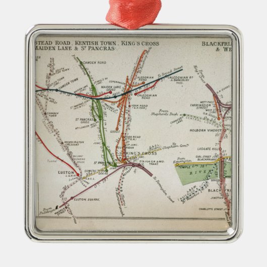 Transportkarte von London, c.1915 Ornament Aus Metall (Vorne)