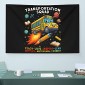 Transportkommando Lustiger Schulbusfahrer Banner (Messe)
