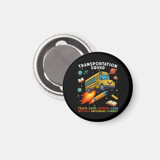 Transportkommando Lustiger Schulbusfahrer Magnet (Vorderseite/Rückseite)
