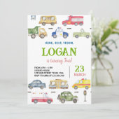Transportwagen Einladung Geburtstagspartei (Stehend Vorderseite)