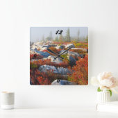 Transportwagen-Grasscholle-Wildnis-Fall Quadratische Wanduhr (Zuhause)