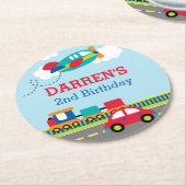 Transportwesen / Fahrzeugjungs Geburtstag Runder Pappuntersetzer (Angewinkelt)
