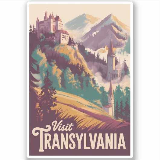 Transsilvanien Landschaft Illustration Reise Kunst Aufkleber (Vorderseite)