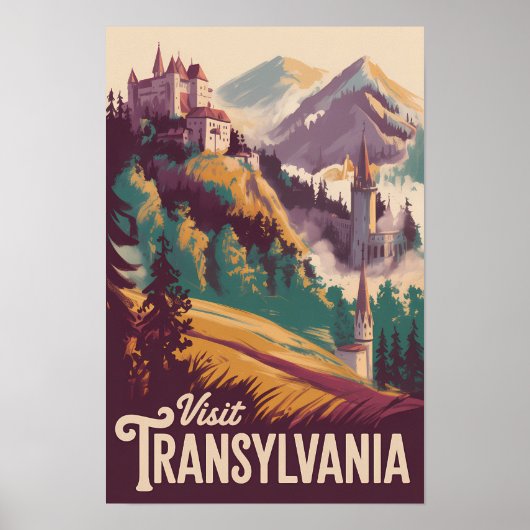 Transsilvanien Landschaft Illustration Reise Kunst Poster (Vorne)