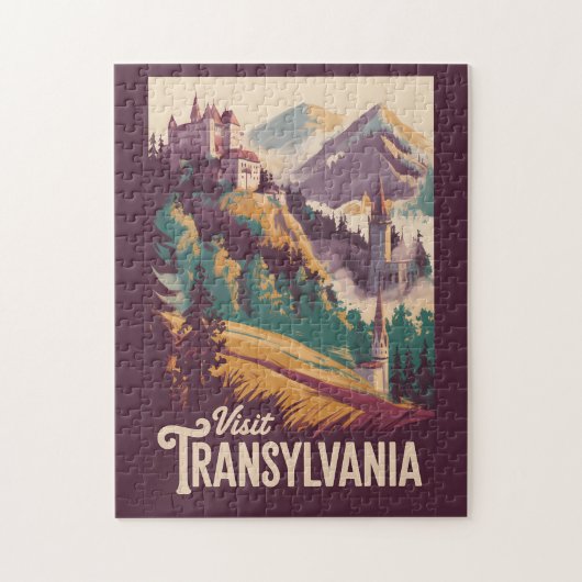 Transsilvanien Landschaft Illustration Reise Kunst Puzzle (Vertikal)
