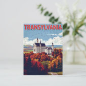 Transsilvanien Schloss Herbst Retro Postkarte (Stehend Vorderseite)