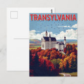 Transsilvanien Schloss Herbst Retro Postkarte (Vorne/Hinten)