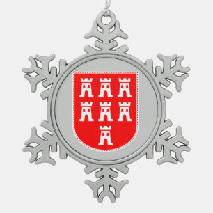 Transsilvanisches sächsisches Wappen Schneeflocken Zinn-Ornament