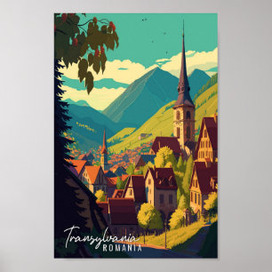 Transsylvania Rumänien Vintage-Illustration Poster