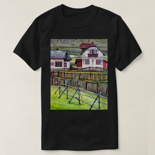 Transsylvania Village, rumänische Landschaftsmaler T-Shirt (Design vorne)