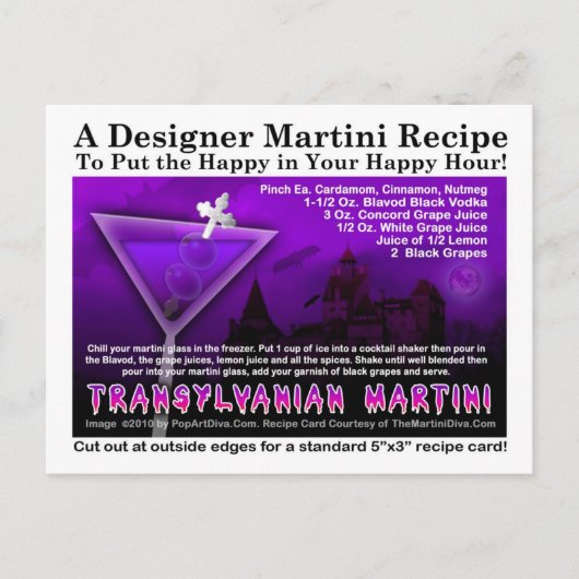 Transsylvanian Halloween Martini Rezept Postkarte (Vorderseite)