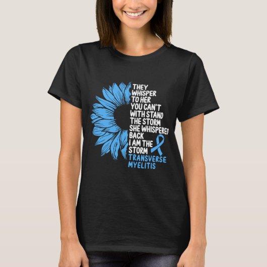 Transverse Myelitis Awareness Blue Ribbon Storm T-Shirt (Vorderseite)
