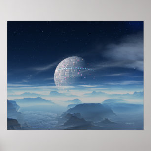 Tranus Alien Planet mit digitaler Satellitenkunst Poster