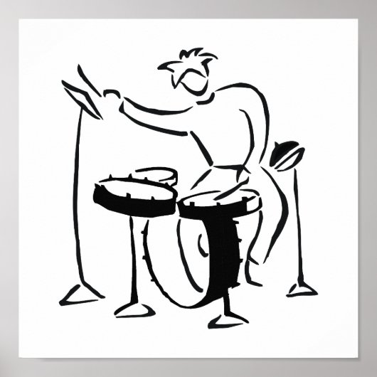 Trap-Set-Drummer abstrakte Bw-Skizze Poster (Vorne)