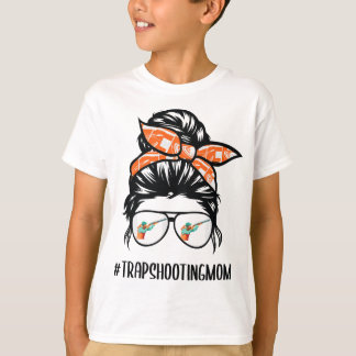 Trap Shooting Mama chaotischen Bun Haar Brille T-Shirt
