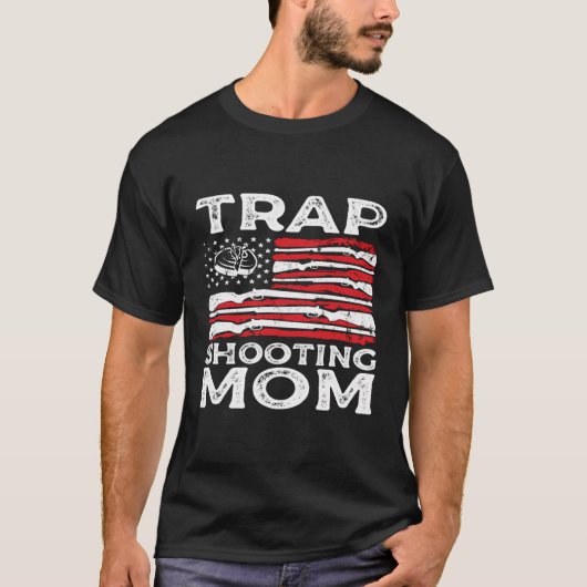 Trap Shooting Mama Gun Rights American Flag Mother T-Shirt (Vorderseite)