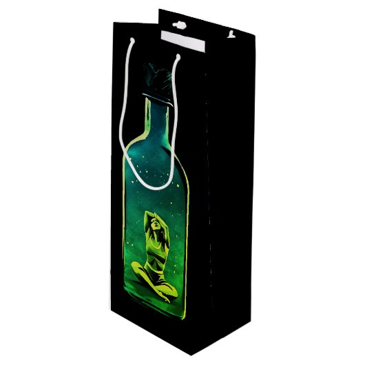 Trapped In Though in Verdant & Violet Shades Geschenktüte Für Weinflaschen (Vorderseite Schrägansicht)