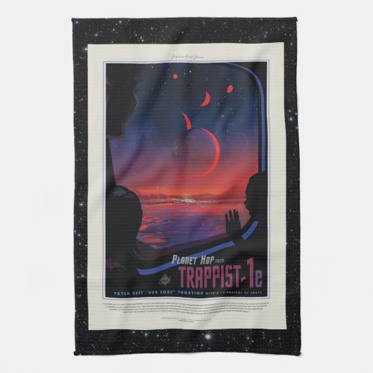 TRAPPIST-1 System Planet 1e Retro Weltraumtourismu Handtuch (Vertikal)