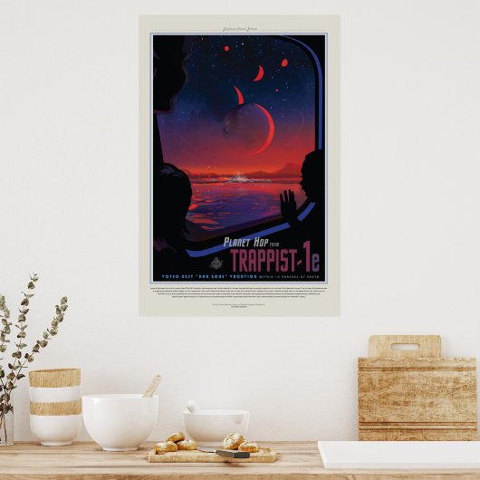TRAPPIST-1 System Planet 1e Retro Weltraumtourismu Poster (Küche)