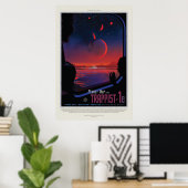 TRAPPIST-1 System Planet 1e Retro Weltraumtourismu Poster (Heimbüro)