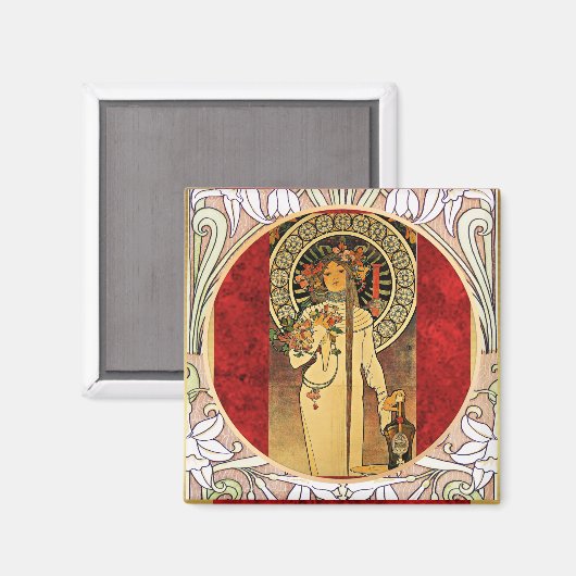 Trappistine von Alphonse Mucha Magnet (Vorderseite/Rückseite)