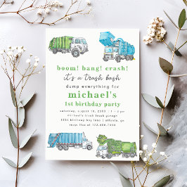 Trash Bash Trash Truck Boy's 1st Birthday Party Einladung