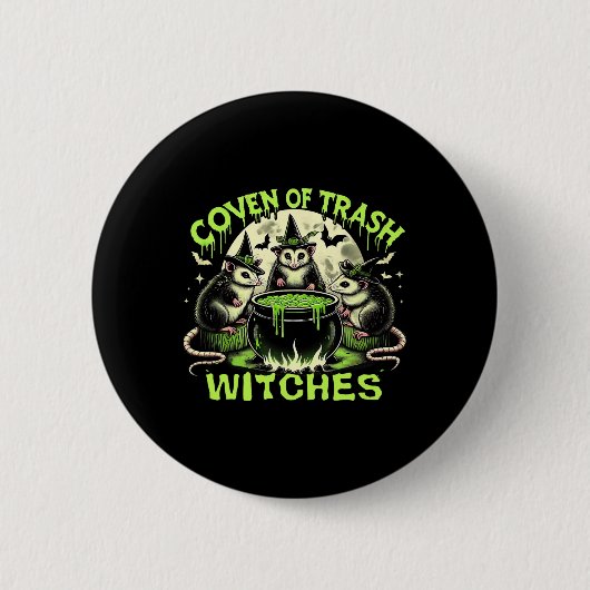 Trash Hexen Opossum Spooky Halloween Button (Vorderseite)