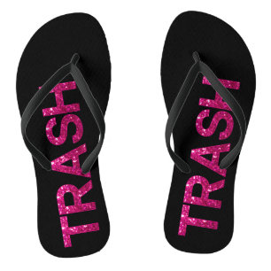 Trash Hot Pink Glitter   Badesandalen