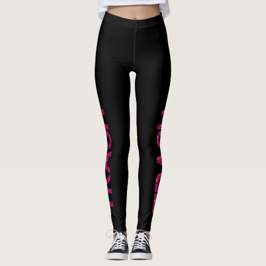 Trash Hot Pink Glitzer Leggings (Vorderseite)