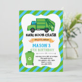 Trash LKW Geburtstag Thema Einladung (Stehend Vorderseite)